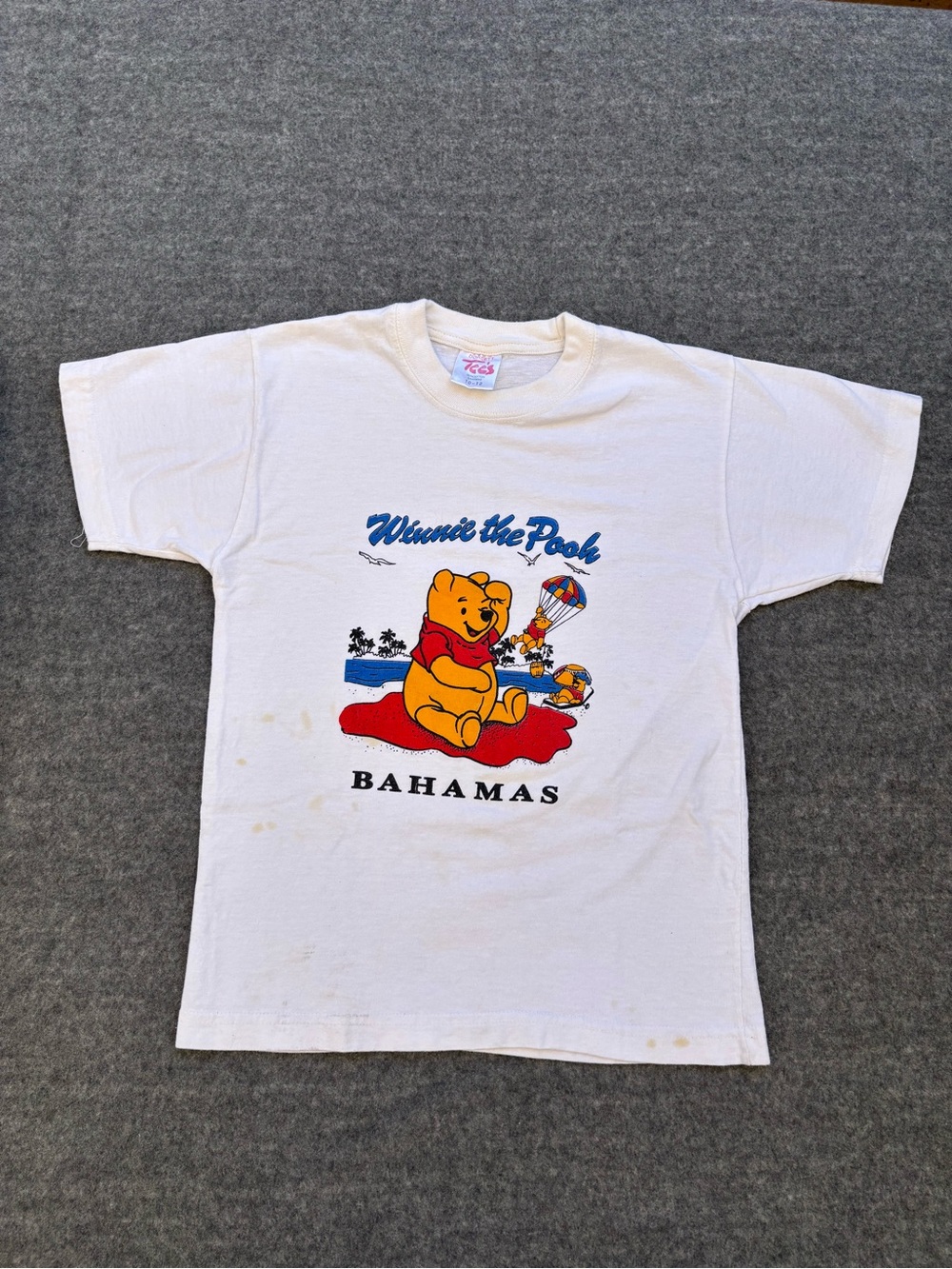 90s Vintage Disney Kids Winnie The Pooh Bahamas white cotton t-shirt Size 10-12